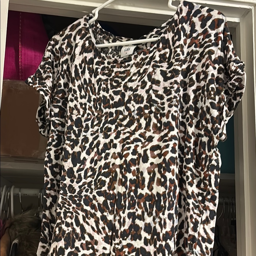Cabi Women's Leopard Print Blouse - Black and Brown